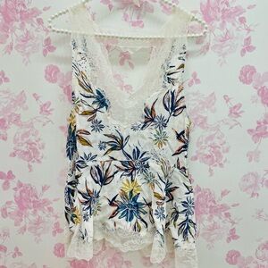 Free People Lace Floral Tank Top